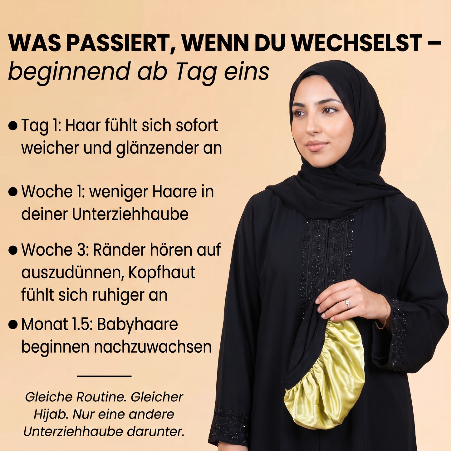 Hijabi Seidenhaube – Stoppt Haarausfall & Bruch am Ansatz
