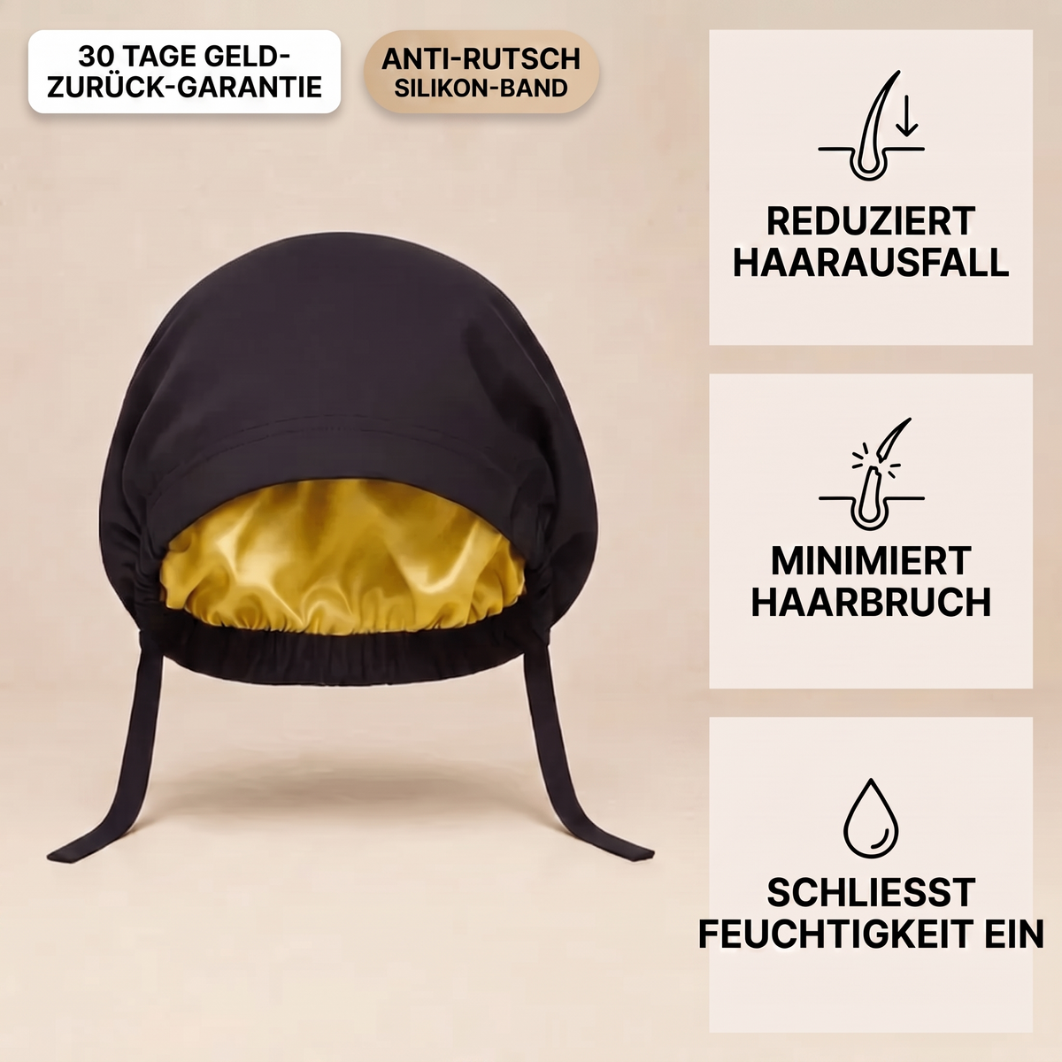 Hijabi Seidenhaube – Stoppt Haarausfall & Bruch am Ansatz